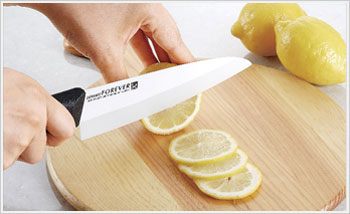 Forever Cera SC14YW Yellow Japanese Fine Ceramic General Purpose Kitchen Knife 14cm & Sharpener Set, for Fine Cutting & Slicing